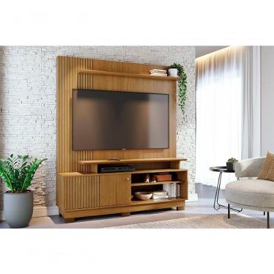 Rack Ares para TV Até 75" 160CM MDP e MDF com Pés Reguláveis Marrom Madetec Móveis
