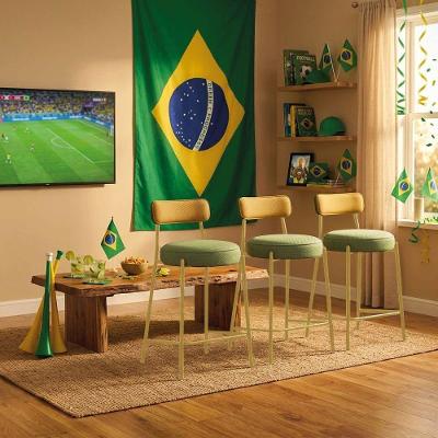 Kit 3 Banquetas Altas Londres Napoli Hidrorepelente Base Fixa Verde e Amarelo D'Rossi