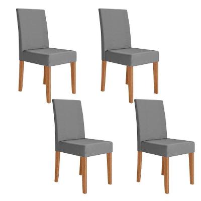 Kit 4 Cadeiras de Jantar Josi MDF Suede Base Freijó Cinza Pallazio