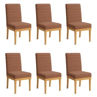 Kit 6 Cadeiras De Jantar Solana Boucle Terracota Base De Madeira - Pallazio