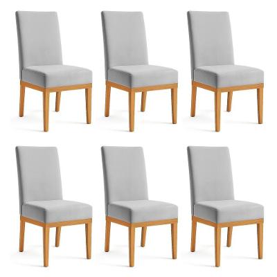 Kit 6 Cadeiras De Jantar Brisa Veludo Cinza Base De Madeira - Pallazio