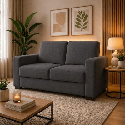 Sofá Namoradeira 2 Lugares Moderno 160cm Linho Cinza Chumbo Online Confort