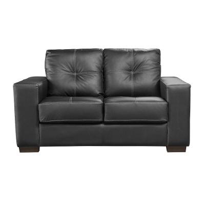 Sofá Olga 2 Lugares Fixo 151CM Preto Couro 100% Liso Sallar Home