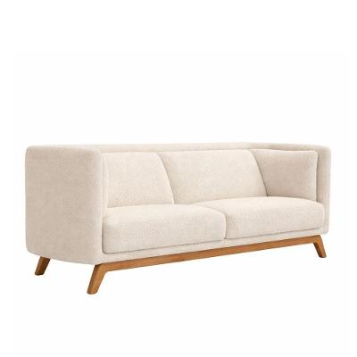 Sofá Oslo 2 Lugares 150CM Off White Bouclé Base Madeira Sallar Home