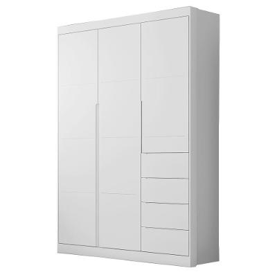 Guarda Roupa Infantil Yumi 3 Portas Bater 4 Gavetas MDF Branco Sallar Home