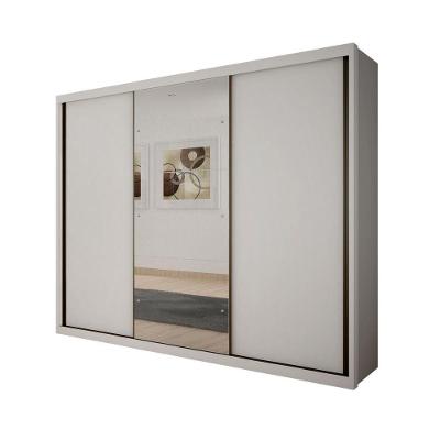 Guarda Roupa Casal Paradizzo 3 Portas de Bater 6 Gavetas MDF com Espelho Neve Móveis Novo Horizonte