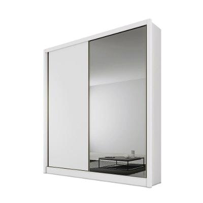 Guarda Roupa Casal Virtus Plus 2 Portas de Correr 3 Gavetas MDF com Espelho Cumaru-Fendi Móveis Novo