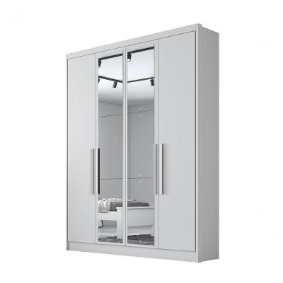 Guarda Roupa Casal Moderni New 4 Portas de Bater 3 Gavetas MDP com Espelho Neve Móveis Novo