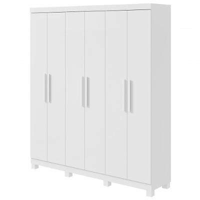 Guarda Roupa Casal Jazz 6 Portas de Bater 3 Gavetas MDF-MDP Laqueado Branco Móveis Lopas