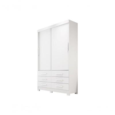 Guarda Roupa Solteiro Buriti 2 Portas de Correr 6 Gavetas MDP Corrediças Telescópicas Neve Móveis