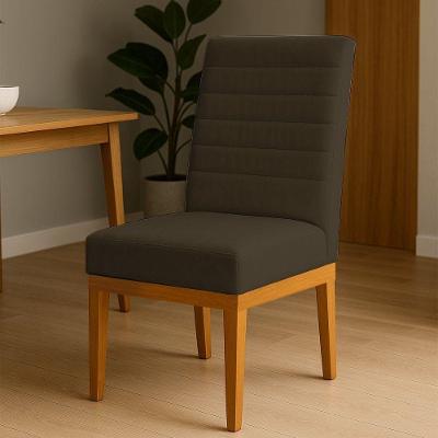 Cadeira de Jantar Solana Suede Estrutura Madeira Tecido Marrom Pallazio