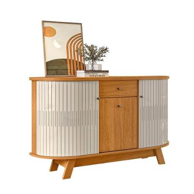 Aparador Buffet Monza Moderno 2 Portas sem Gavetas MDP 136CM Off White Pallazio