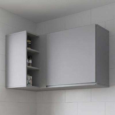 Armário Aéreo Austin 90CM 1 Porta MDP-MDP com Porta de Bater Cinza Claro Lumil Móveis