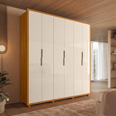 Guarda Roupa Casal Matisse 6 Portas de Giro 4 Gavetas MDP Cinamomo e Off White Pallazio