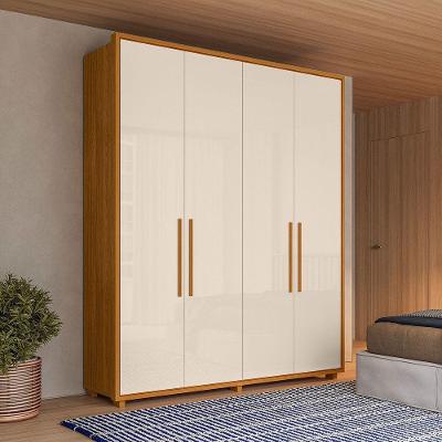 Guarda Roupa Casal Greco 4 Portas de Giro 3 Gavetas MDP Cinamomo e Off White Pallazio
