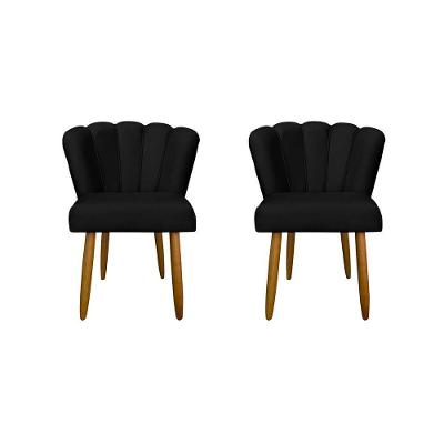 Kit 2 Cadeiras Para Penteadeira Quarto Modelo Flor – Balaqui Preto