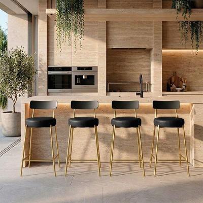 Banqueta Londrina Pu D03 Assento PU Base Aço com Encosto 95cm Preto D'Rossi