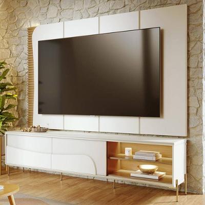 Rack com Painel Salerno C04 para TV 65" 216CM MDF-MDP com LED Off White Lyam Decor