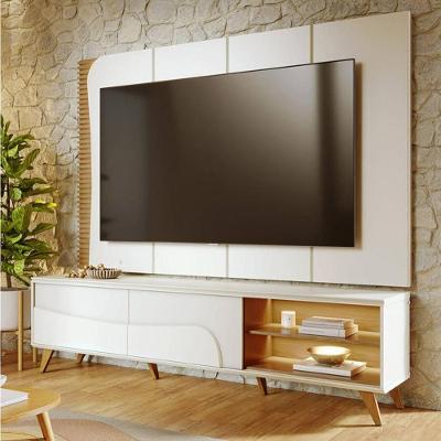 Rack com Painel Salerno C04 para TV 65" 216CM MDF-MDP com LED Off White Lyam Decor