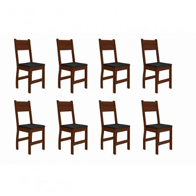 Kit 8 Cadeiras de Jantar Milano MDF Preto Base Amêndoa Pallazio