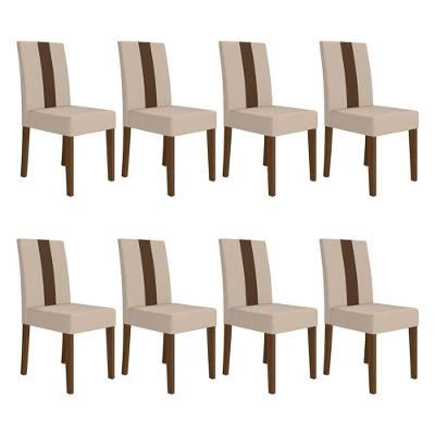 Kit 8 Cadeiras de Jantar Linea MDF Suede Bege Pallazio