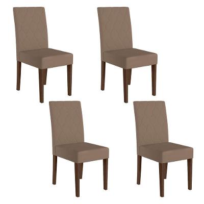 Kit 4 Cadeiras de Jantar Jade MDF Suede Capuccino Amêndoa Pallazio