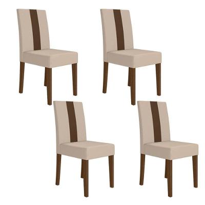 Kit 4 Cadeiras de Jantar Linea MDF Suede Bege Pallazio