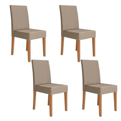 Kit 4 Cadeiras de Jantar Josi MDF Suede Bege Base Freijó Pallazio