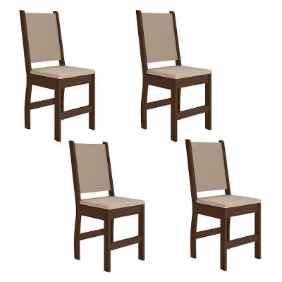 Kit 4 Cadeiras de Jantar Clara MDF Courino Bege Pallazio