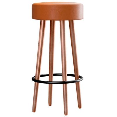 Banqueta Ben Courino Base Madeira com Encosto Fixa Caramelo Sallar Home