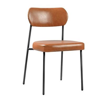 Cadeira Lilly com Estrutura de Madeira e Assento em Courino Caramelo Sallar Home