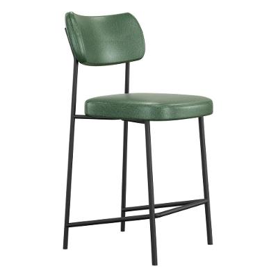 Banqueta Para Cozinha Média Lila Estrutura Aço Carbono Assento Estofado Verde Abmaza
