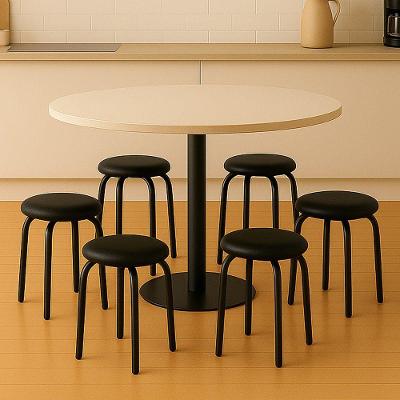 Banqueta Cozinha Baixa Empilhável Industrial Kit 6 Jully D03 - D'rossi Preto