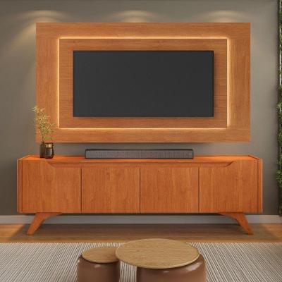 Painel e Rack para Tv 58 Grecia 180cm em MDF MDP com LED Off White Naturalle Mavaular Móveis