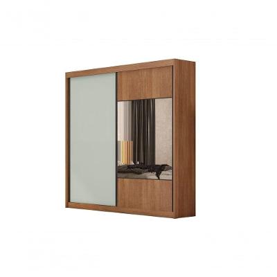 Guarda Roupa Casal Versatto 2 Portas de Bater 8 Gavetas MDF-MDP com Espelho Cumaru-fendi Móveis Novo
