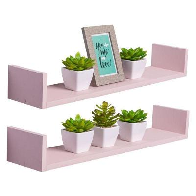 Kit 2 Prateleiras Crie Fácil 70X15CM MDP Suporte Invisível Organizador Sala Rosa Claro 70CM