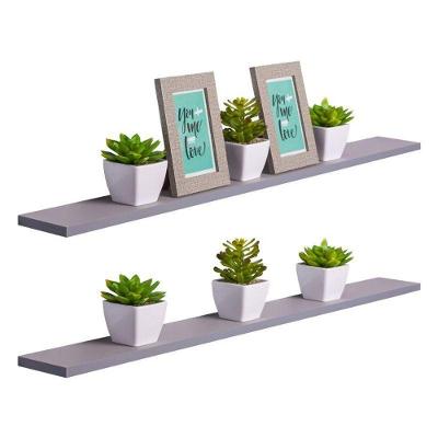 Prateleira Kit 2 100x15CM MDP Suporte Invisível Organizador Moderno Cinza Claro Mercado
