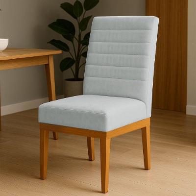 Cadeira de Jantar Solana Estrutura Madeira Estofado Suede Cinza Pallazio