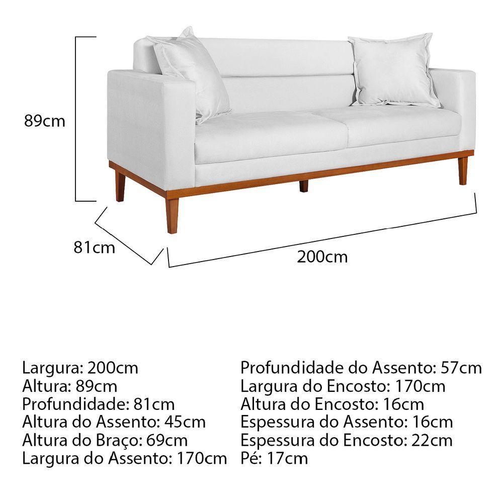 Sofá 2 Lugares Viena Suede - Amarena Móveis Cor Branco - 5