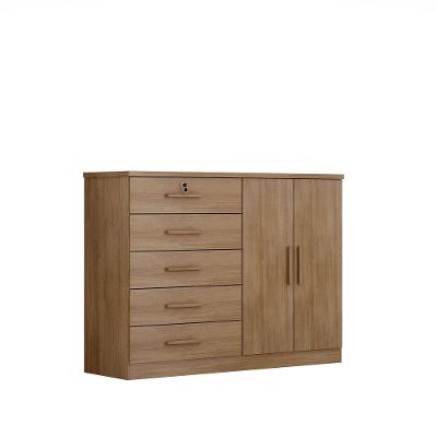 Cômoda Space 5 Gavetas MDF-MDP Puxadores Metálicos Café Móveis Novo Horizonte