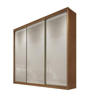 Guarda Roupa Casal Diamond 3 Portas de Bater 4 Gavetas MDF Interno Ele e Ela Cumaru-fendi Móveis