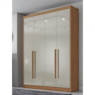Guarda Roupa Casal Moderni New 4 Portas de Bater 3 Gavetas MDP Cumaru-fendi Móveis Novo Horizonte