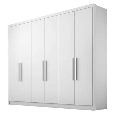 Guarda Roupa Casal Rizon 6 Portas de Bater 6 Gavetas MDF Branco Neve Móveis Novo Horizonte