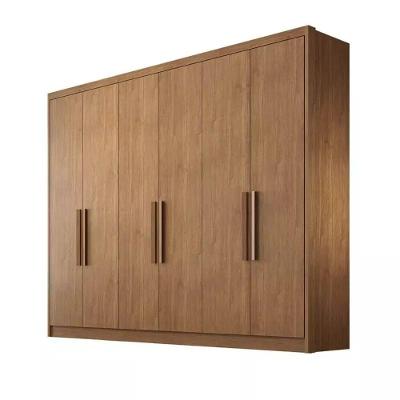 Guarda Roupa Casal Rizon 6 Portas de Bater 6 Gavetas MDF Corrediças Telescópicas Cumaru Móveis Novo