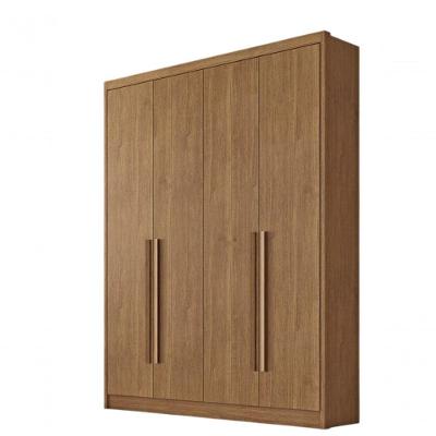 Guarda Roupa Casal Moderni New 4 Portas de Bater 3 Gavetas MDP Cumaru Fendi Móveis Novo Horizonte