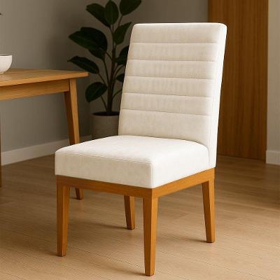 Cadeira de Jantar Solana Suede Estrutura Madeira Estofado Tecido Bege Pallazio