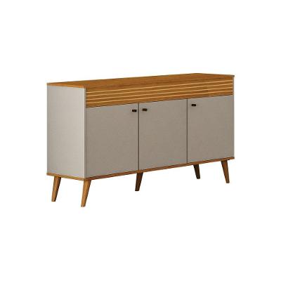 Buffet Jade Gold 3 Portas 3 Prateleiras MDF com Acabamento Laqueado Cinamomo e Off White Leifer