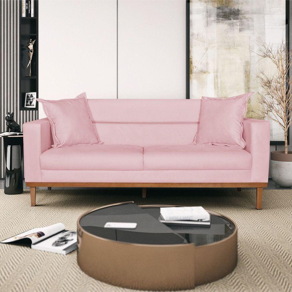 Sofá 2 Lugares Viena Suede - Amarena Móveis Cor Rosa Bebê - 6