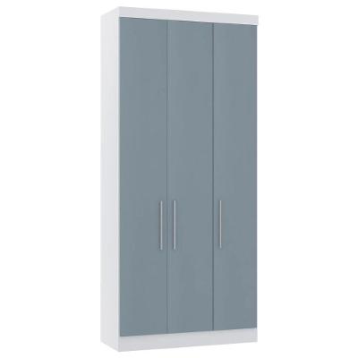 Guarda Roupa Modulado Solteiro Taiga 3 Portas com Gavetas Branco-Grey Mpozenato