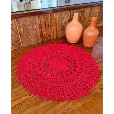 Toalha de Mesa Redonda Lisa Polipropileno 60CM Vermelho Artesanal